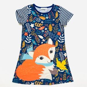 Girls’ Blue Fox Graphic Dress sz 7